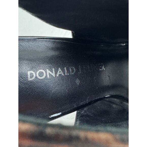 Donald J Pliner Mink Leopard & Black Patent Leather Peep Toe Slingback Heels 7 - Picture 8 of 10